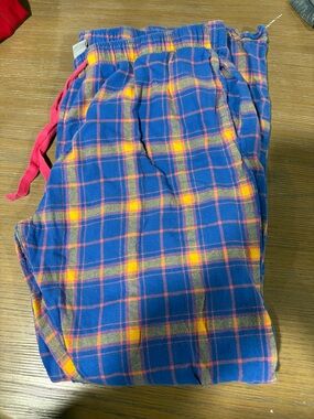 Blue Plaid Pull-On Lounge Pants